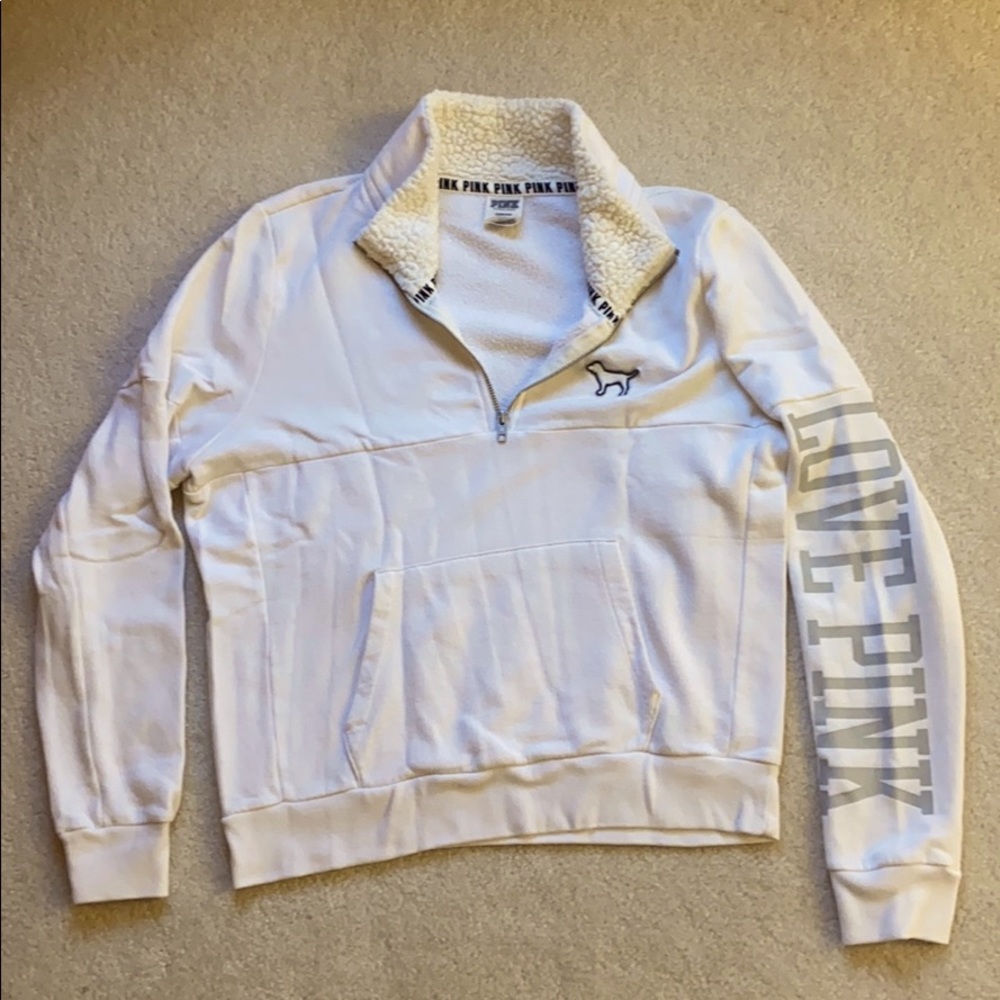 VS Pink sweatshirt quarter zip cream